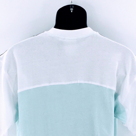 Adidas Originals Mens T Shirt White Teal Colorblock Trefoil Center Logo Sz M - Picture 9 of 14